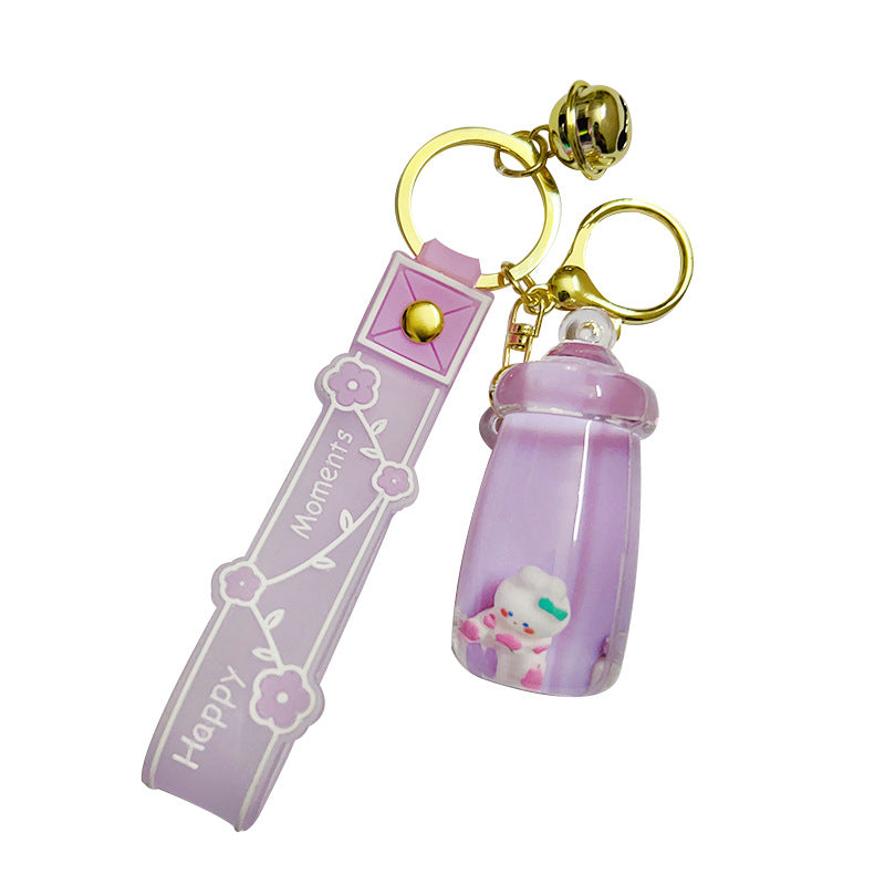 Wholesale Bottle Rabbit Doll Into Oil Quicksand Drift Bottle Acrylic Keychain